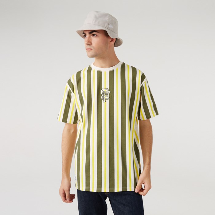 San Francisco Giants Stripe Miesten T-paita Keltainen - New Era Vaatteet Halpa hinta FI-962853